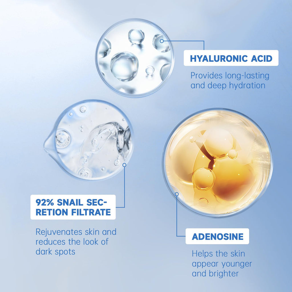 VGO 3 Pack 92% Snail Mucin Moisturizer – Hydrating Face Cream with Ceramide & Vitamin E