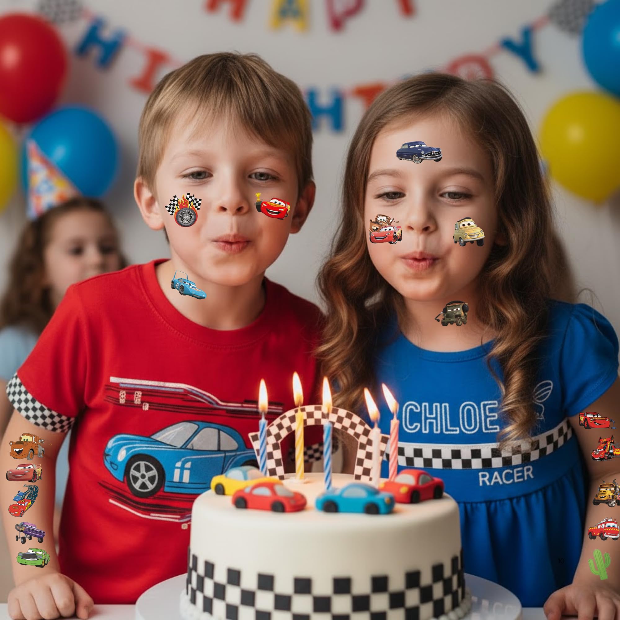 VGRANHMAZ Racing Car Temporary Tattoos – 58 Designs for Kids Parties