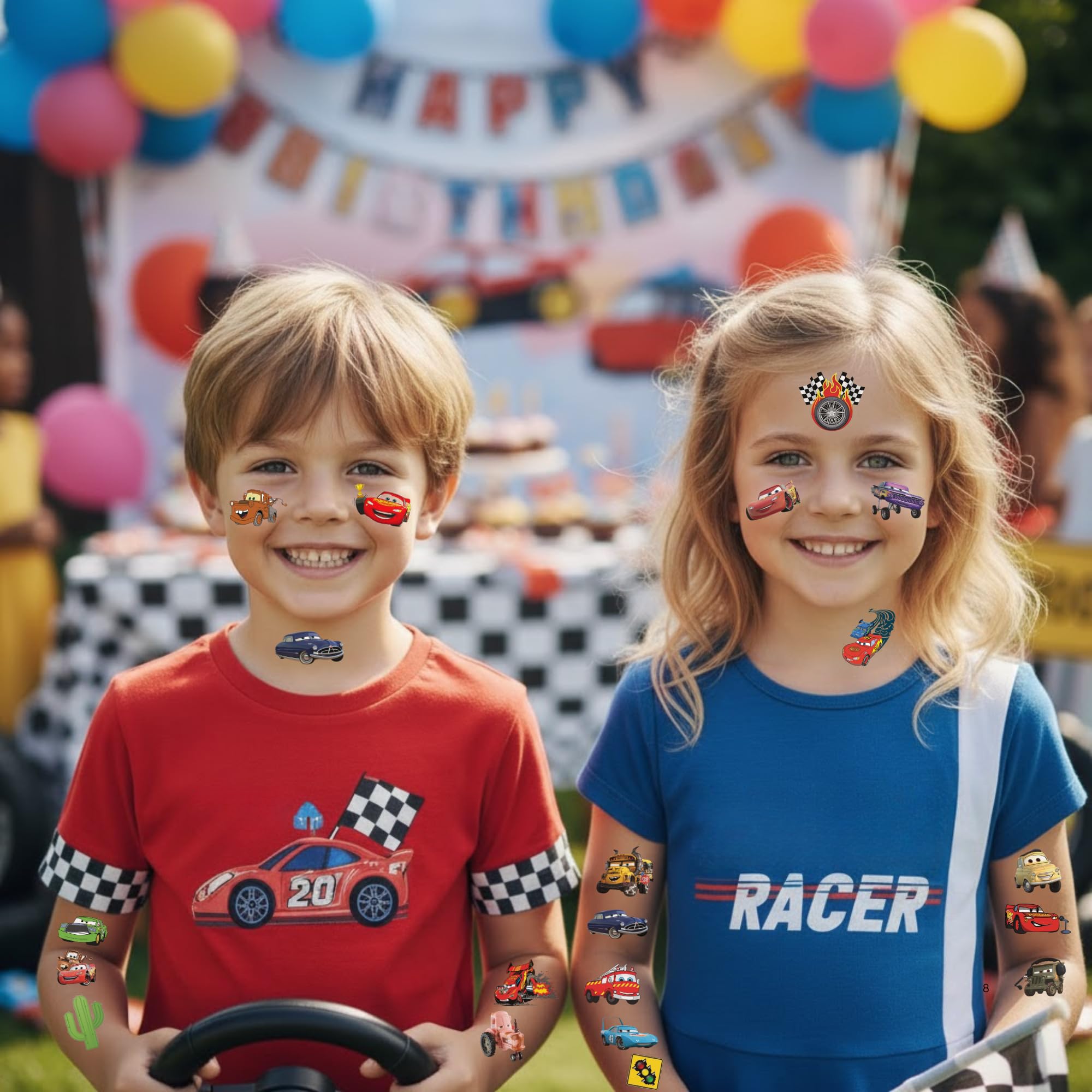 VGRANHMAZ Racing Car Temporary Tattoos – 58 Designs for Kids Parties