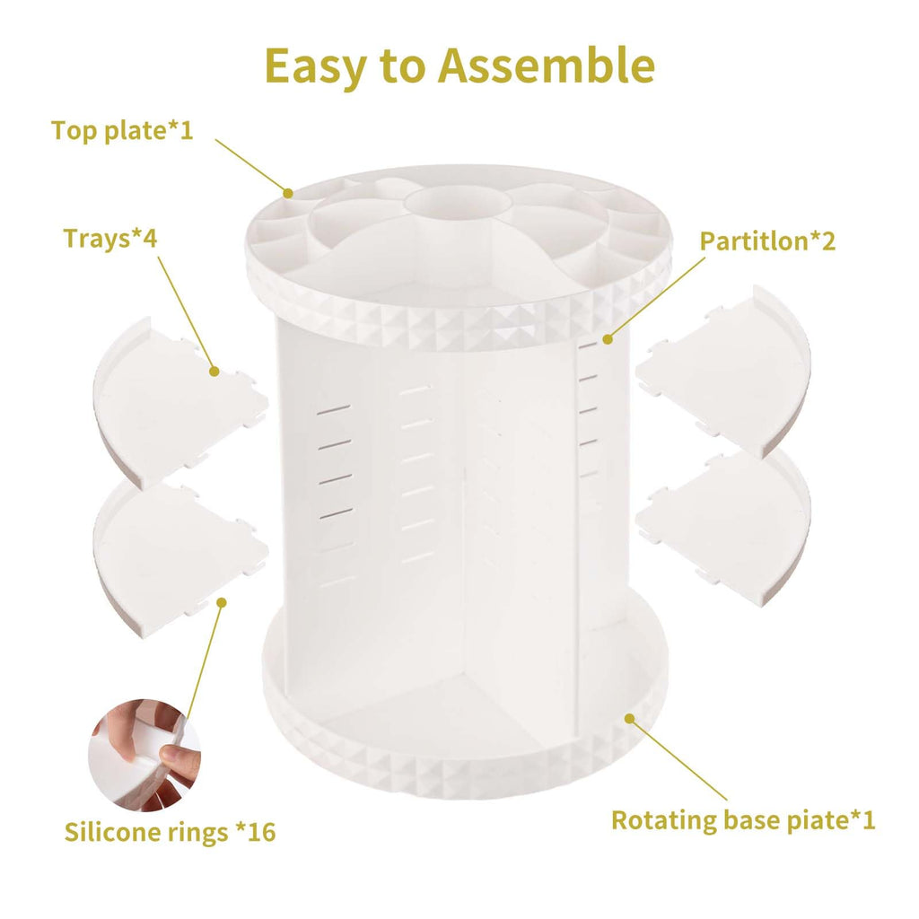 V-HANVER 360° Rotating Makeup Organizer | Large-Capacity Acrylic Vanity Storage