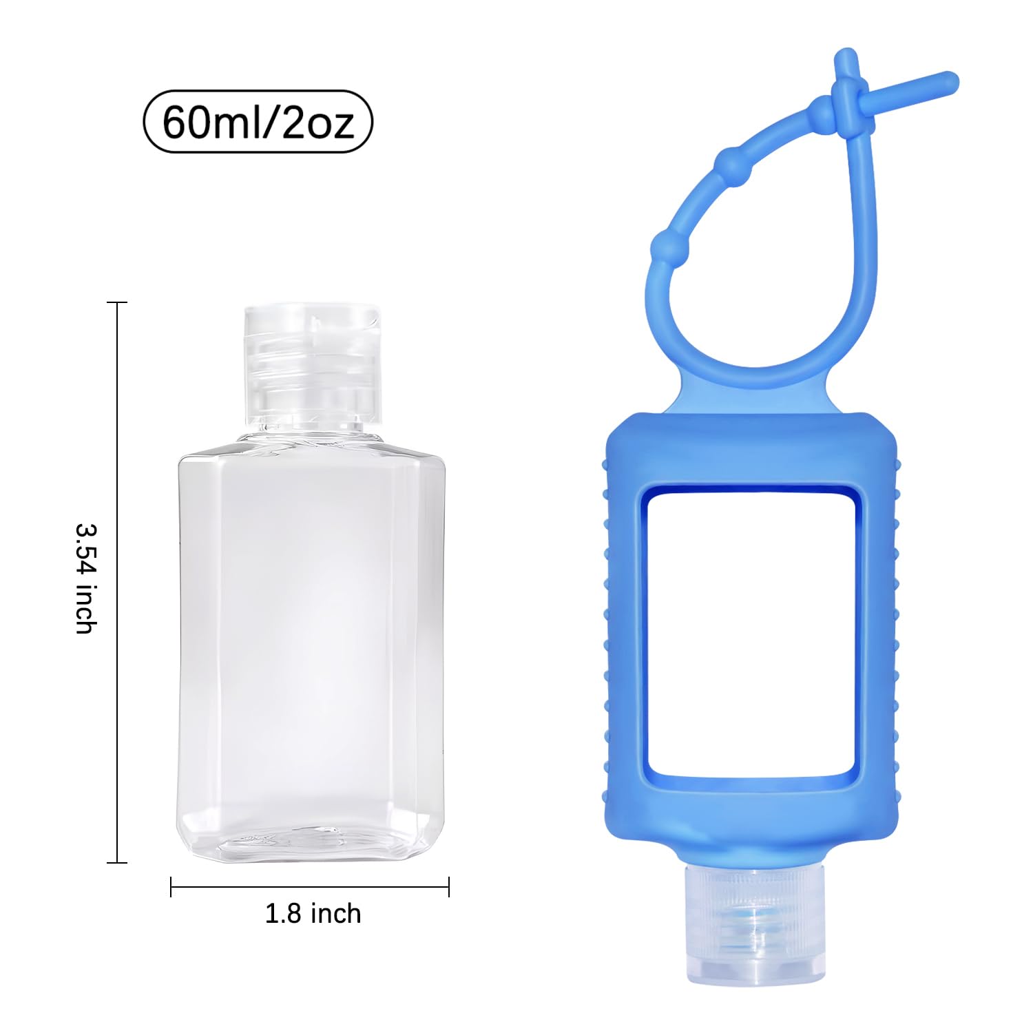 VHOPMORE 6-Pack Travel Size Empty Bottles 60ml – Leakproof Refillable with Silicone Case & Keychain