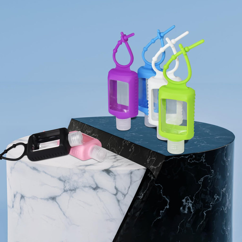 VHOPMORE 6-Pack Travel Size Empty Bottles 60ml – Leakproof Refillable with Silicone Case & Keychain