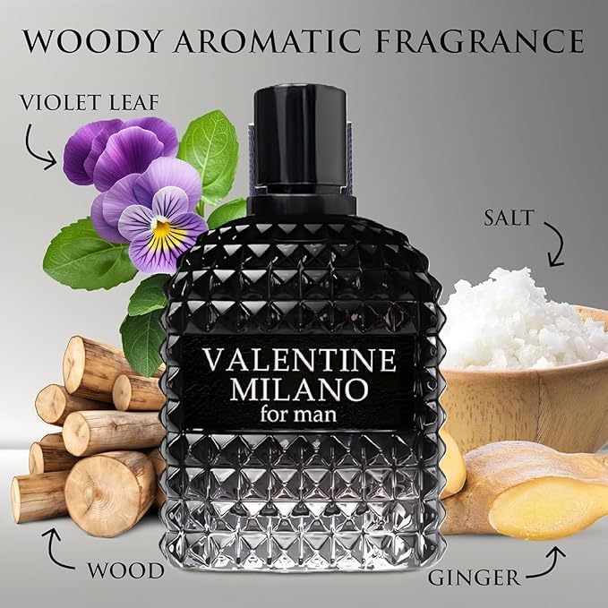 Viaan Krishna Valentine Milano & SG for Men – 2x 3.4oz Cologne Set + 2x 5ml Travel Sprays