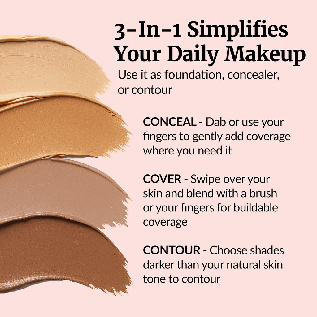 Vibriance Complexion Sticks – Sheer, Buildable Foundation for Mature Skin | 3-in-1 Base, Concealer & Contour (Medium)