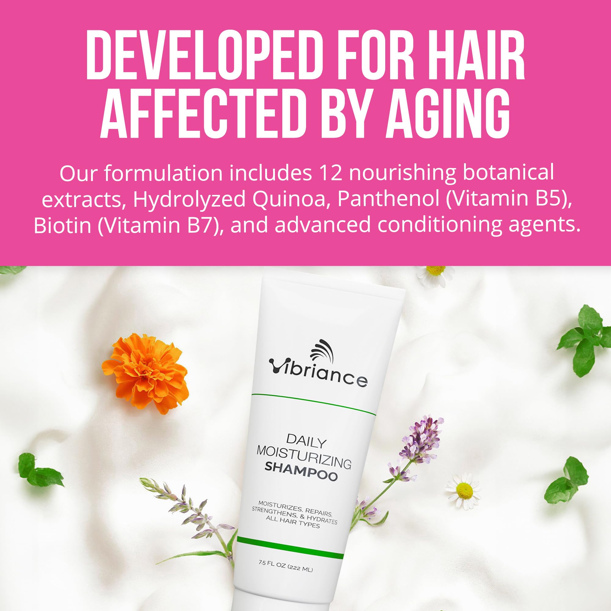 Vibriance Daily Moisturizing Shampoo – Strengthening Biotin for Aging Hair, Thinning Hair & Dry Scalp