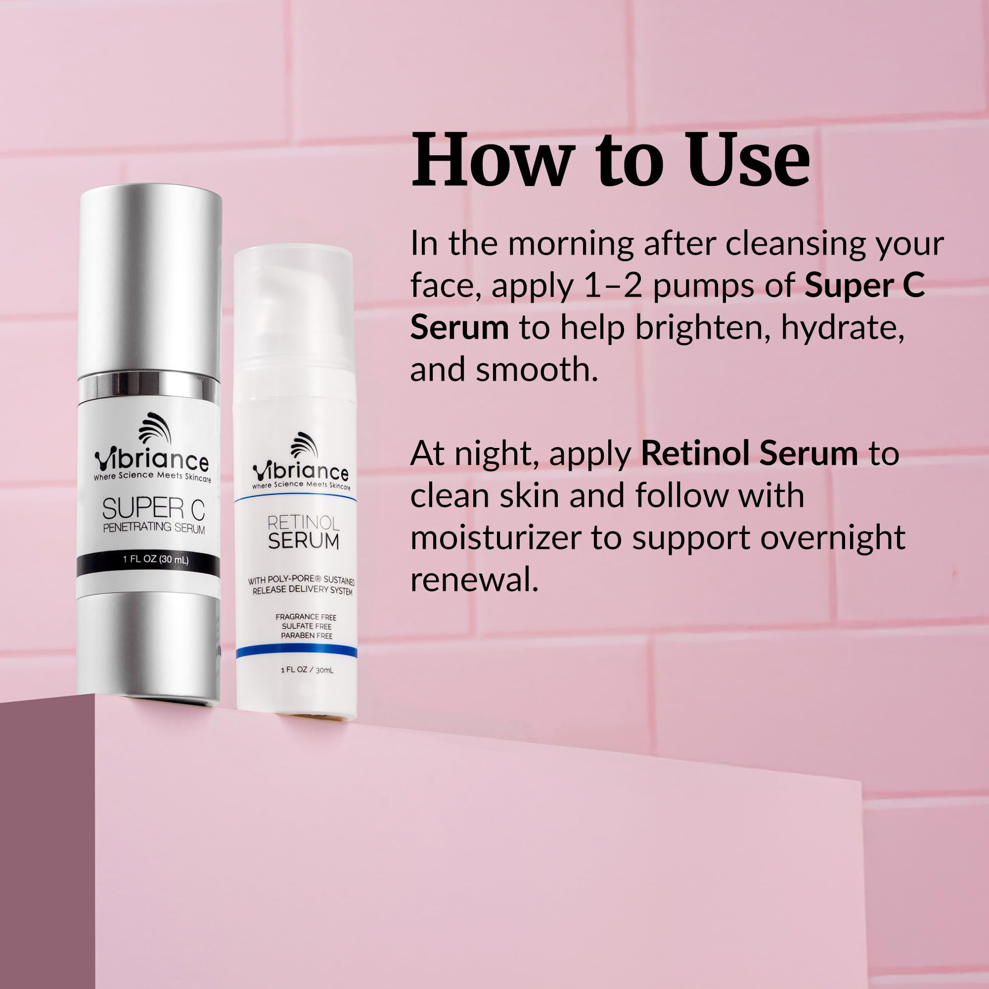 Vibriance Dynamic Duo Skincare Bundle – Super C Vitamin C Serum + Retinol Night Serum