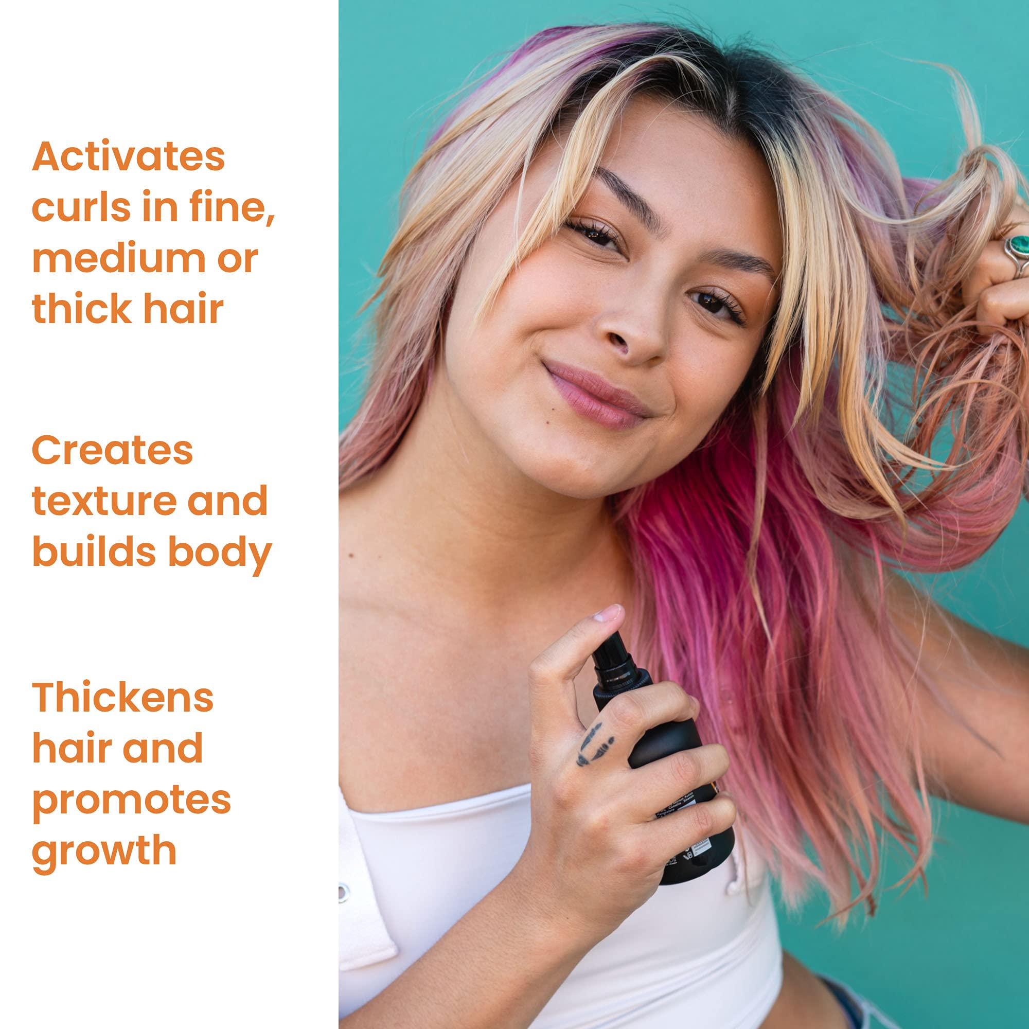 VICIOUS CURL Curlicure Therapy Mist – Leave-In Conditioner Spray for Curly Hair, Anti-Frizz Moisturizer (4 oz)