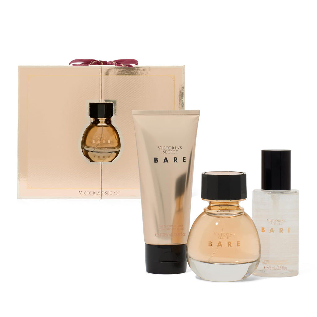 Victoria's Secret Bare 3 Piece Luxe Fragrance Gift Set – EDP, Travel Lotion & Shimmer Mist