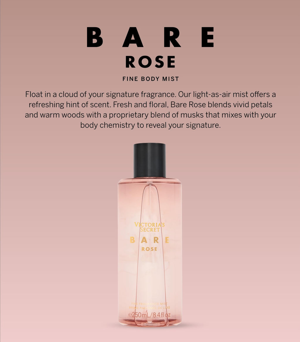 Victoria's Secret Bare Rose Fragrance Mist – Pear Skin, Rosa Centifolia & Sheer Woods | 8.4 oz