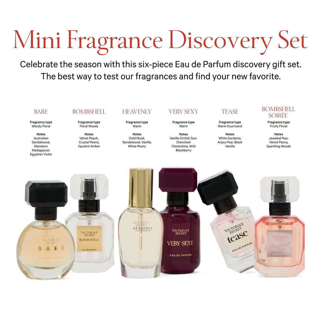 Victoria's Secret Mini EDP Discovery Gift Set – Bombshell, Bombshell Magic, Tease, Bare, Very Sexy, Heavenly