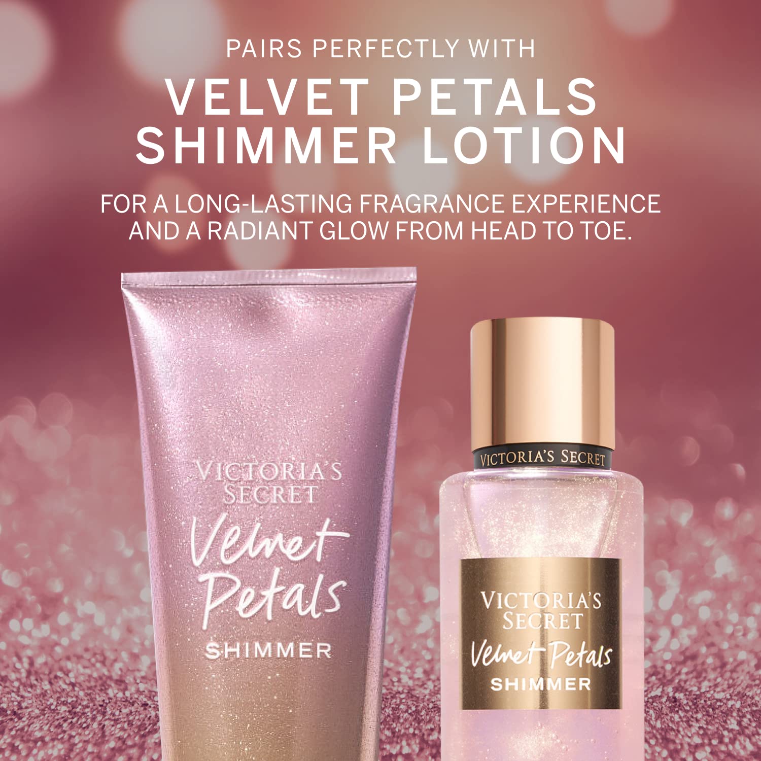 Victoria's Secret Velvet Petals Shimmer Body Mist for Women – Almond Glaze & Bloom Notes, 250 ml