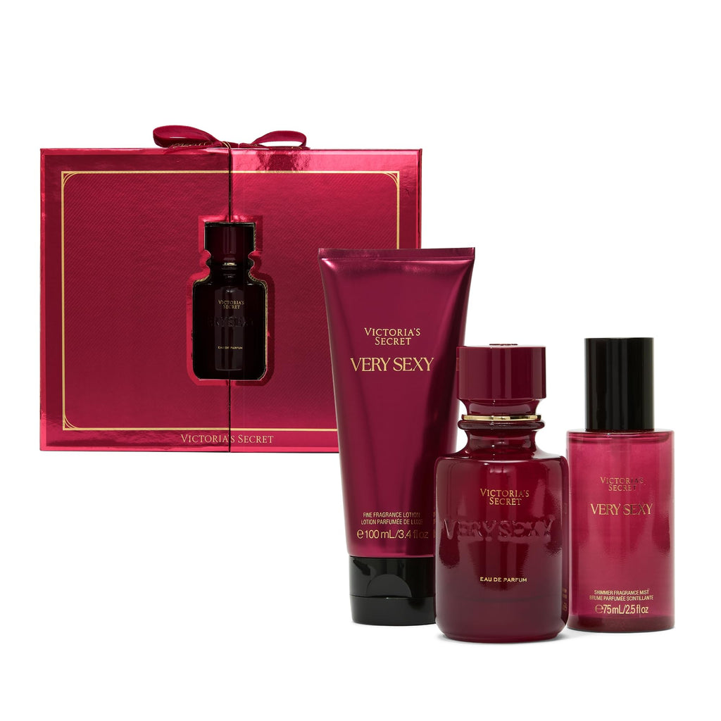 Victoria's Secret Very Sexy 3 Piece Luxe Fragrance Gift Set | Eau de Parfum 1.7 oz, Travel Lotion & Shimmer Mist
