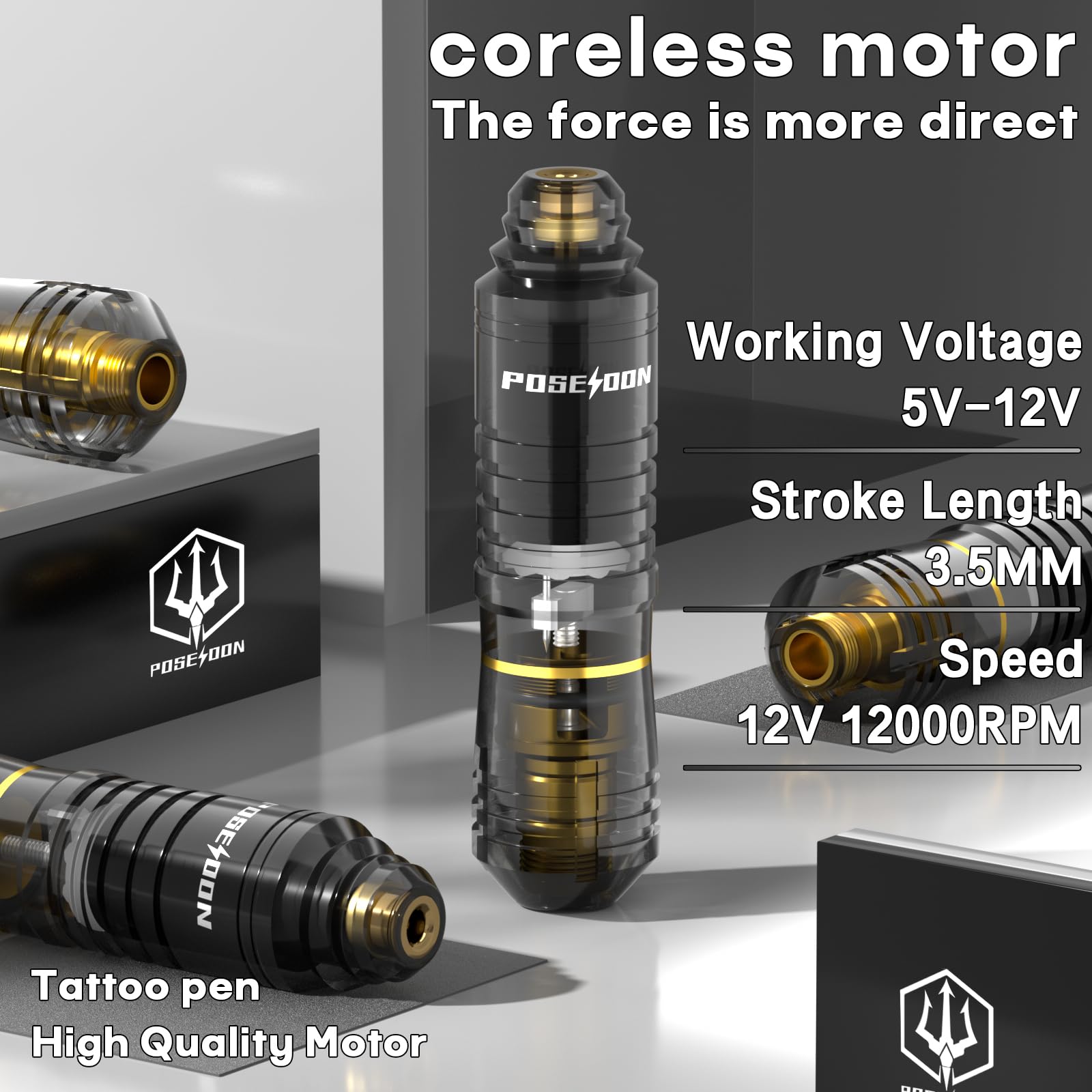 Vidattx Poseidon Tattoo Pen Kit – Beginner Starter Bundle with 2 Batteries + Cartridges