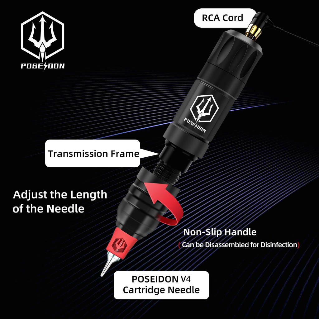 Vidattx POSEIDON Wireless Tattoo Kit – Pen-Style Machine with 2 Batteries & 20 Cartridges