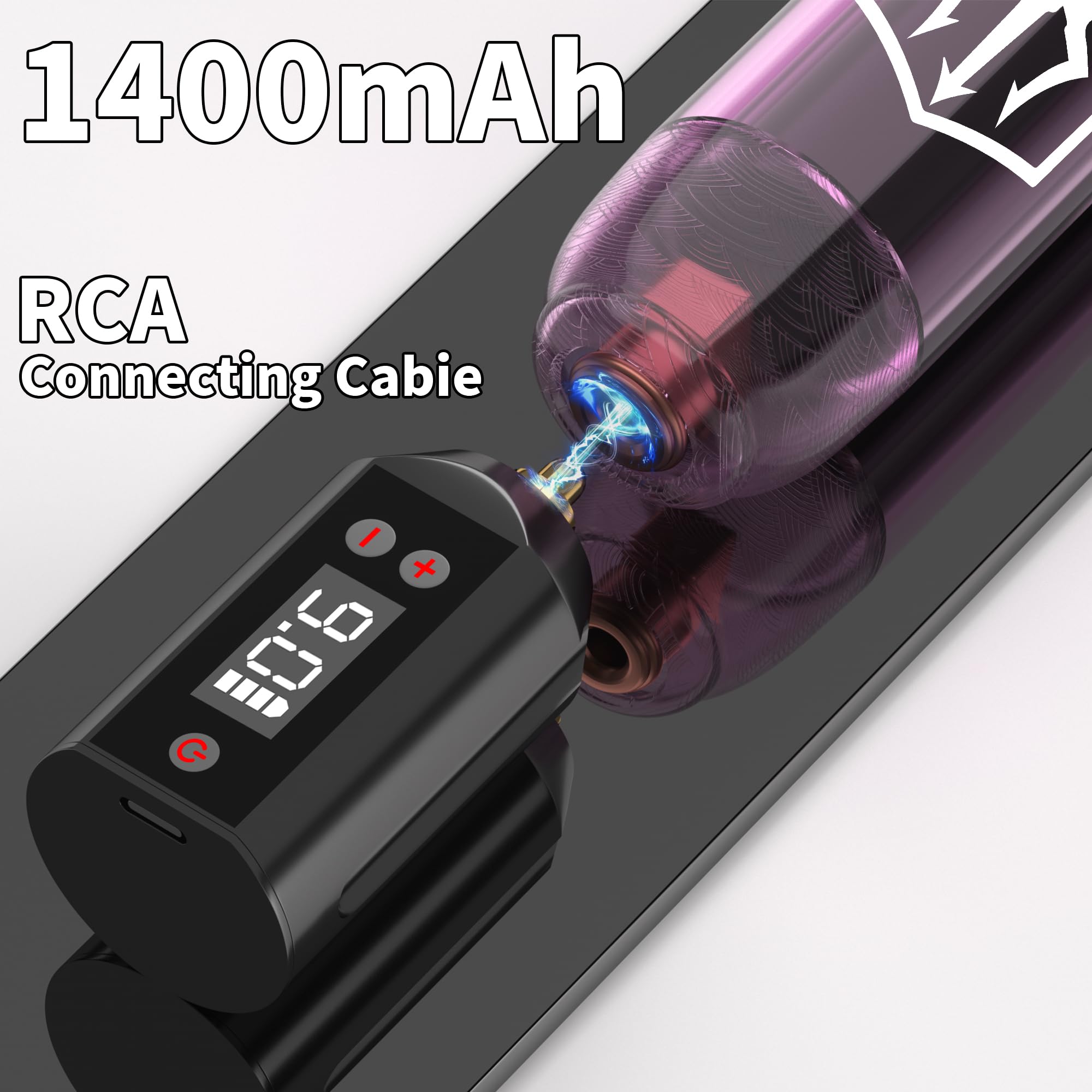 Vidattx POSEIDON Tattoo Kit — Tattoo Pen Kit with 2x 1400mAh Power Supplies & 11 Inks