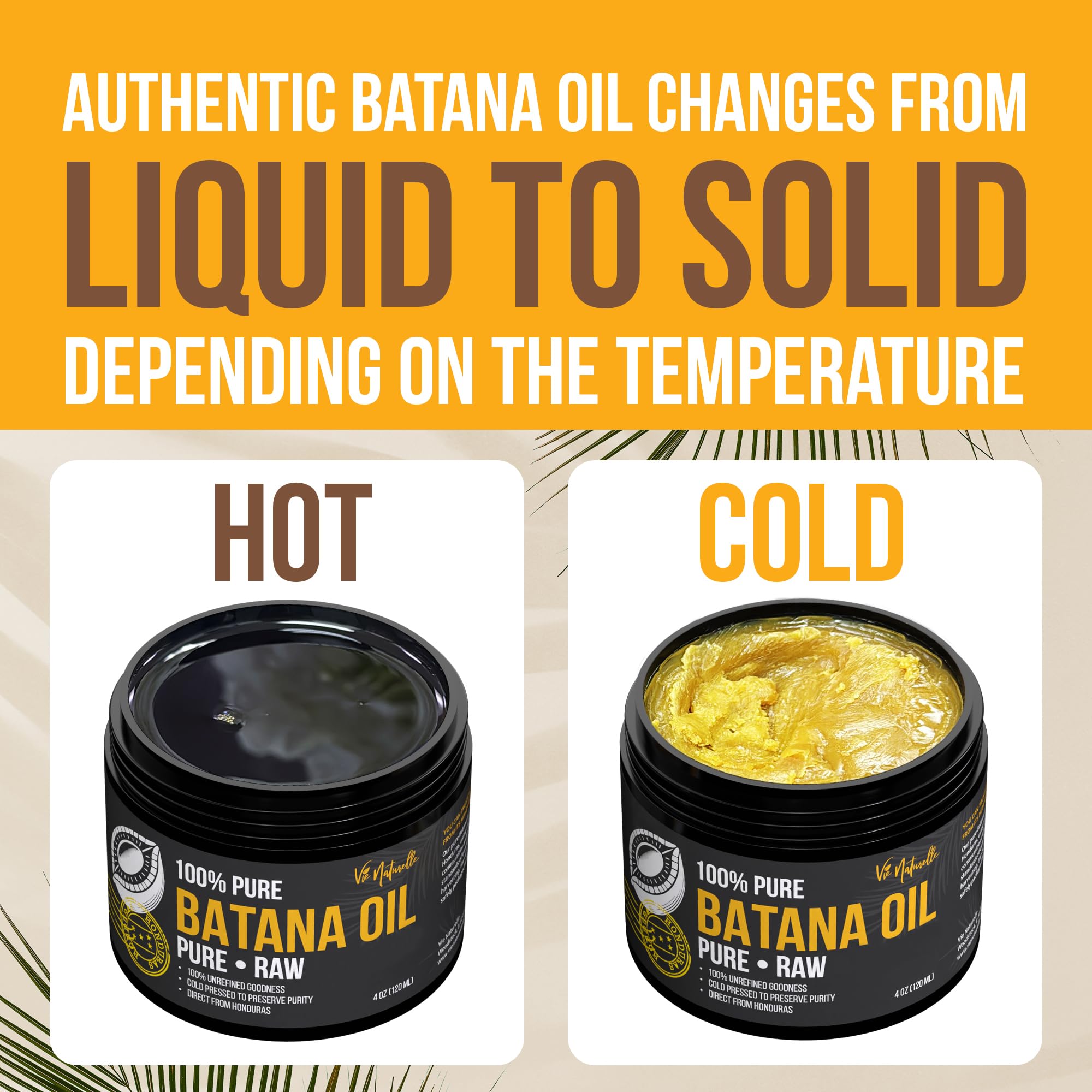 Vie Naturelle Batana Oil – Hair Growth from Honduras, Raw Unrefined, Cold-Pressed, 4 oz
