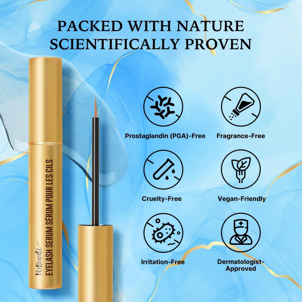 VieBeauti Lash Serum for Eyelash Growth – 5mL, 5-Month Supply, Vegan & Cruelty-Free