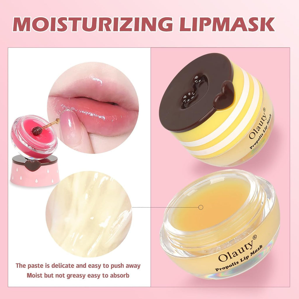 Vienflona 6-Piece Bee Lip Balm Honey Pot Gift Set – Overnight Moisturising Lip Mask with Sticks