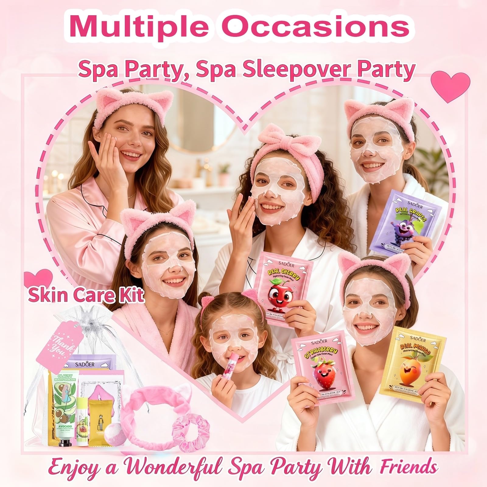 Vienflona 110PCS Spa Party Favors for Girls – Sleepover Gifts with Masks, Hand Cream, Lip Balm