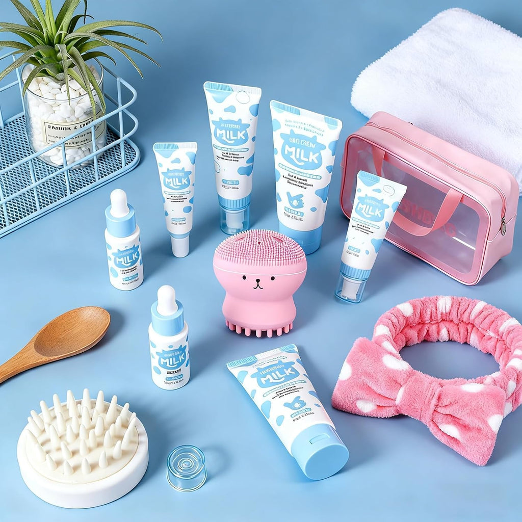 Vienflona Milk Skincare Set for Kids & Teens – 12-in-1 Gentle Hydration
