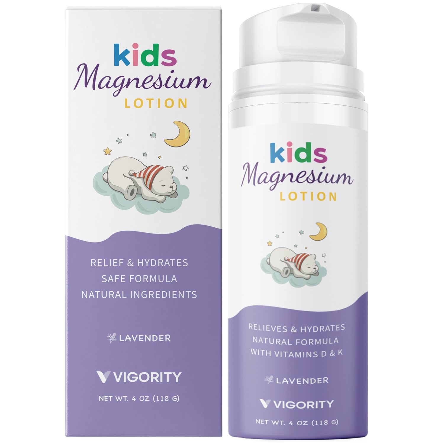 Vigority Magnesium Lotion for Kids & Babies Sleep – Bedtime Calming Cream with Lavender, Shea Butter & Vitamins