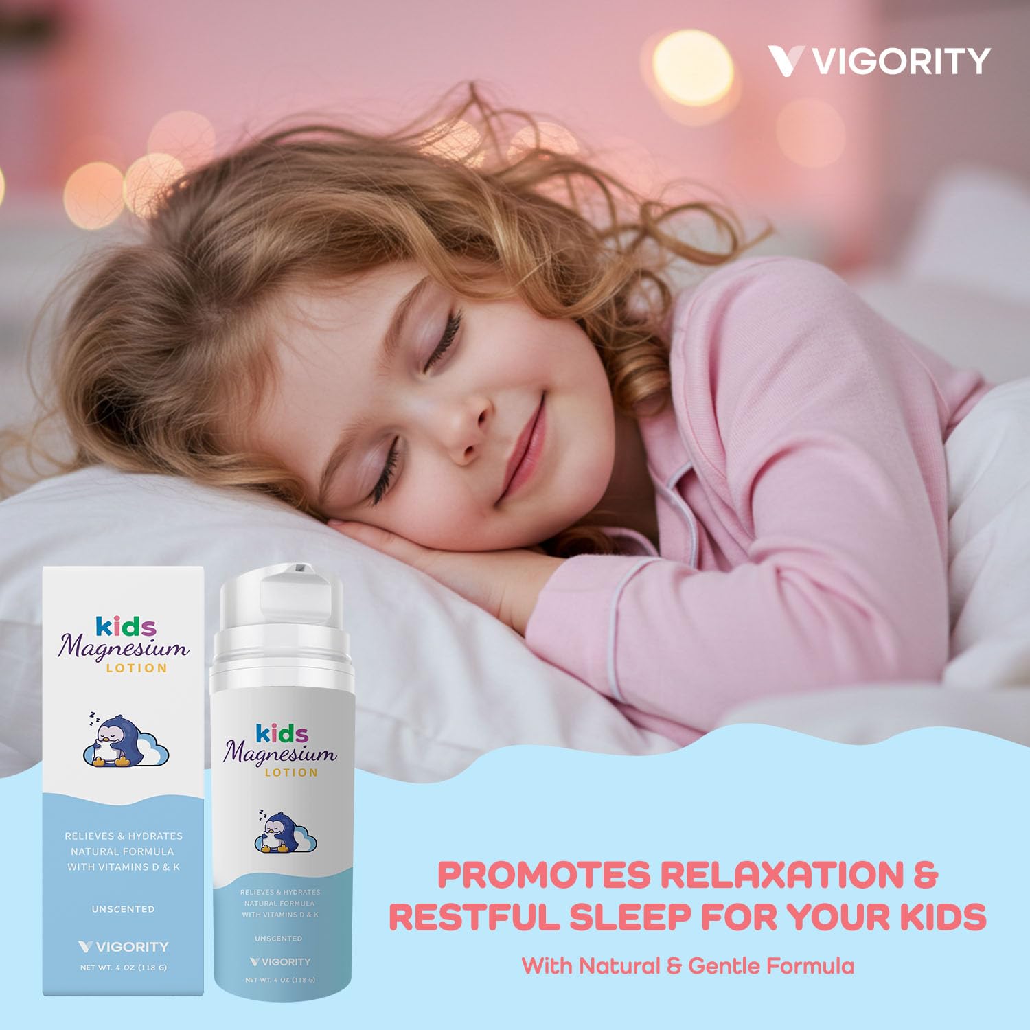 Vigority Magnesium Lotion for Kids & Babies Sleep – Unscented Bedtime Body Cream