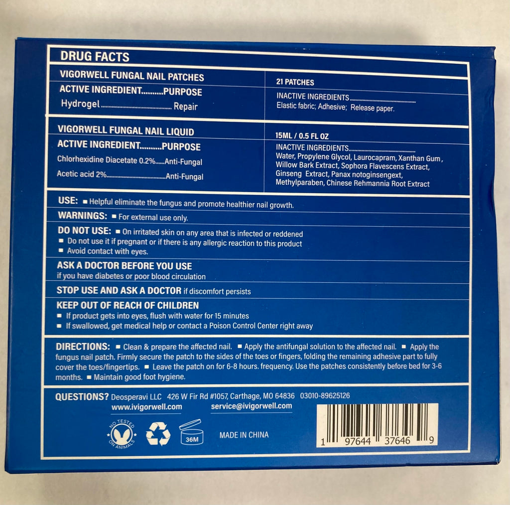 VigorWell Toenail Fungus Treatment Extra Strength - 32 Nighttime Hydrogel Patches for Overnight Nail Repair