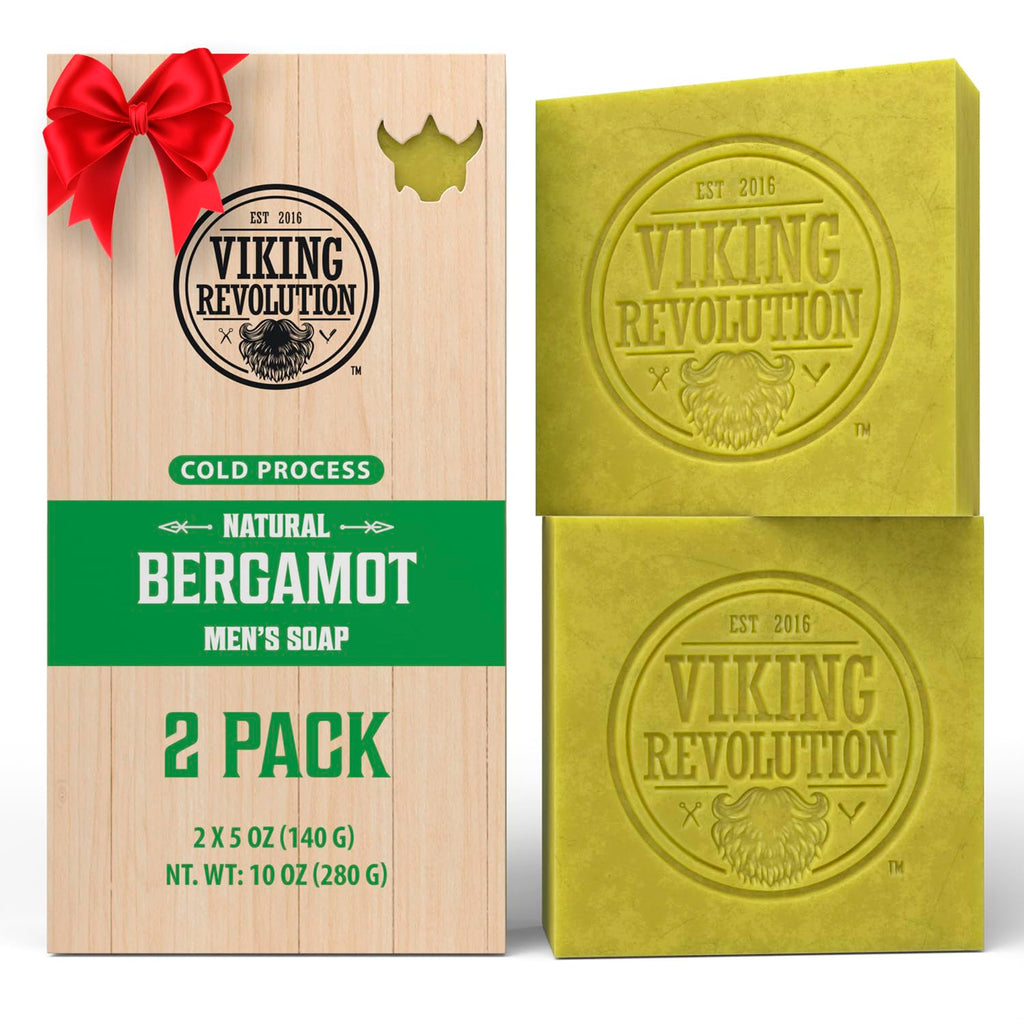 Viking Revolution Bergamot Soap for Men – 2 Pack with Essential Oils