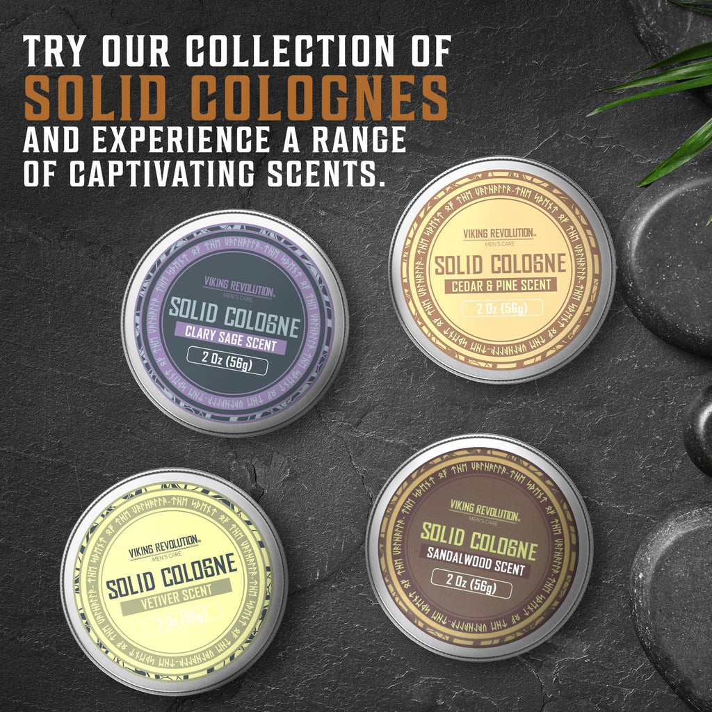 Viking Revolution Clary Sage Solid Cologne for Men – 2 oz Travel Balm