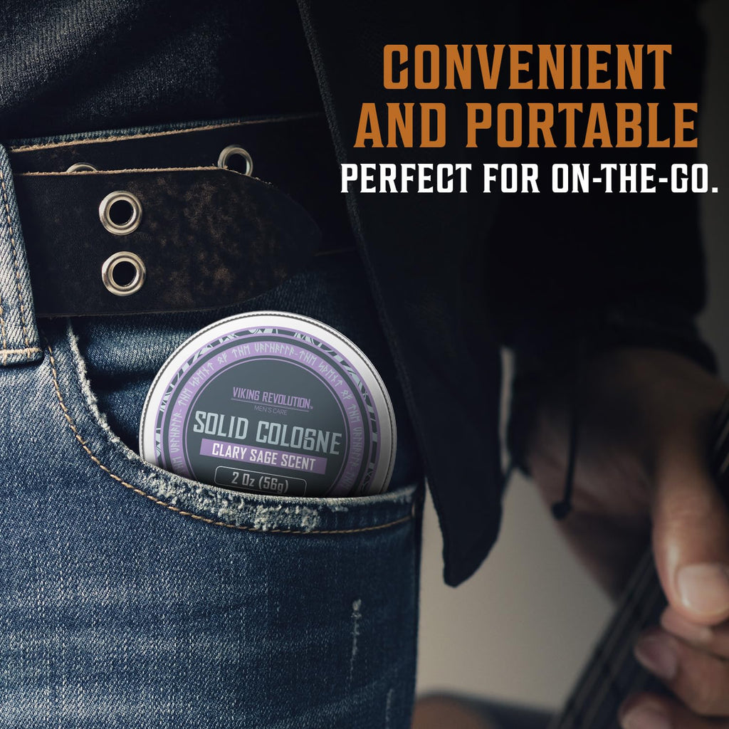 Viking Revolution Clary Sage Solid Cologne for Men – 2 oz Travel Balm