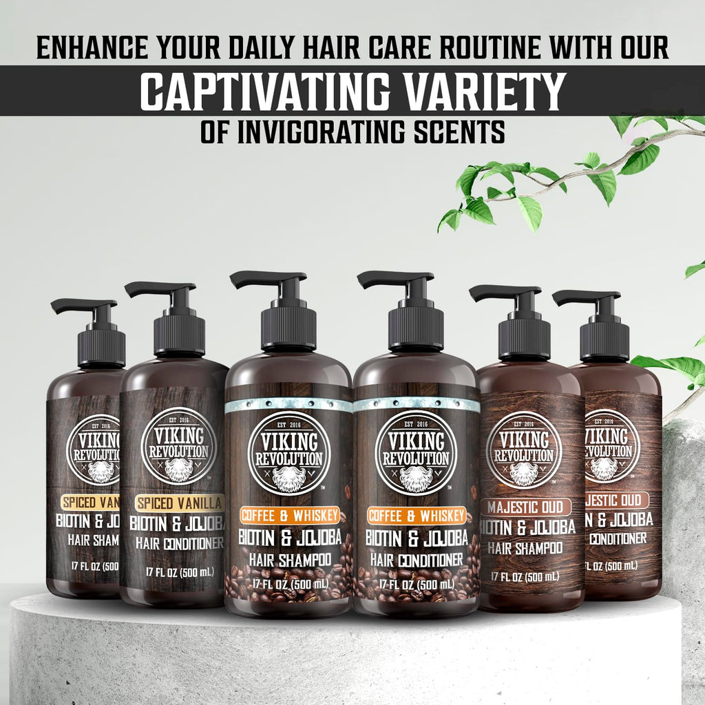 Viking Revolution Coffee Whiskey Men’s Shampoo & Conditioner Set – Biotin & Jojoba, 17oz