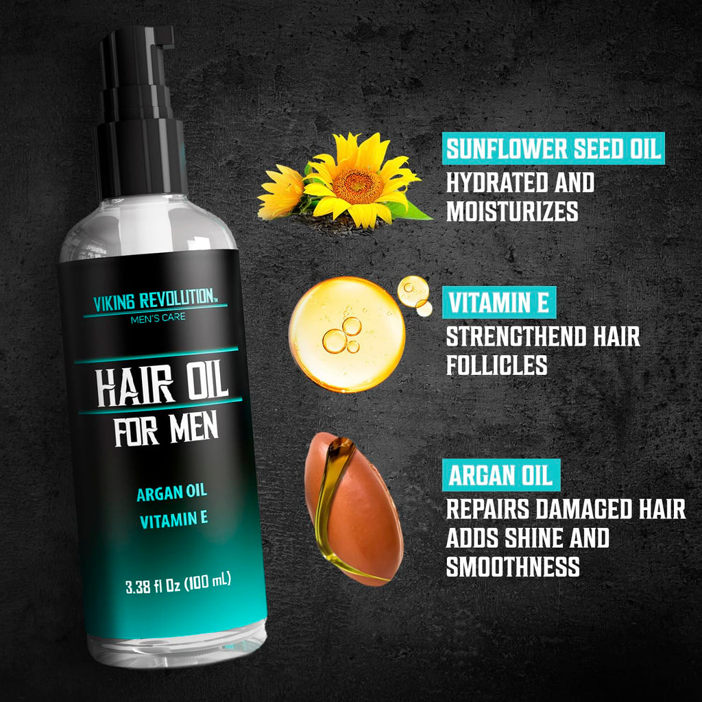 Viking Revolution Sea Salt Spray for Men | Hydrating Hair Oil with Vitamin E | Styling Powder Kit