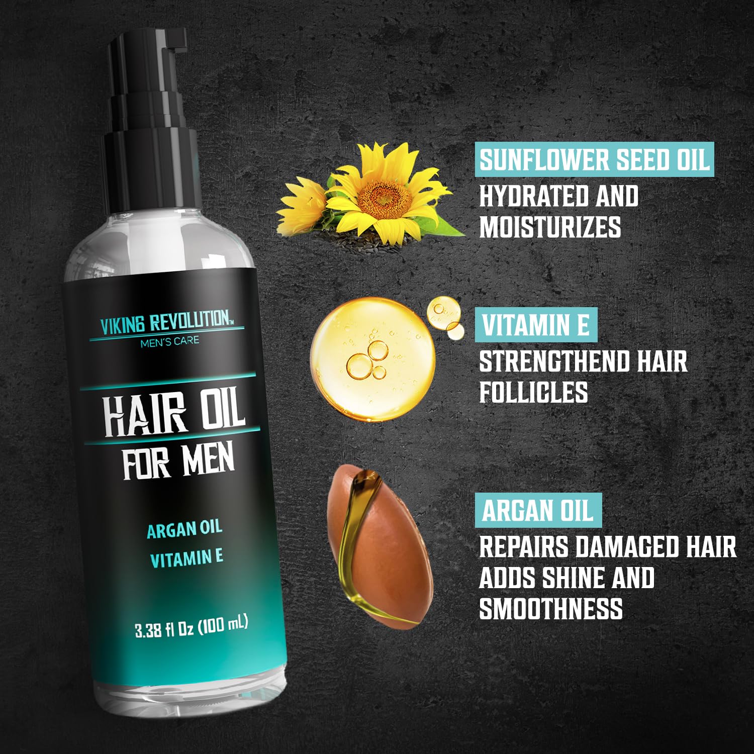 Viking Revolution Sea Salt Spray for Men | Hydrating Hair Oil with Vitamin E | Styling Powder Kit