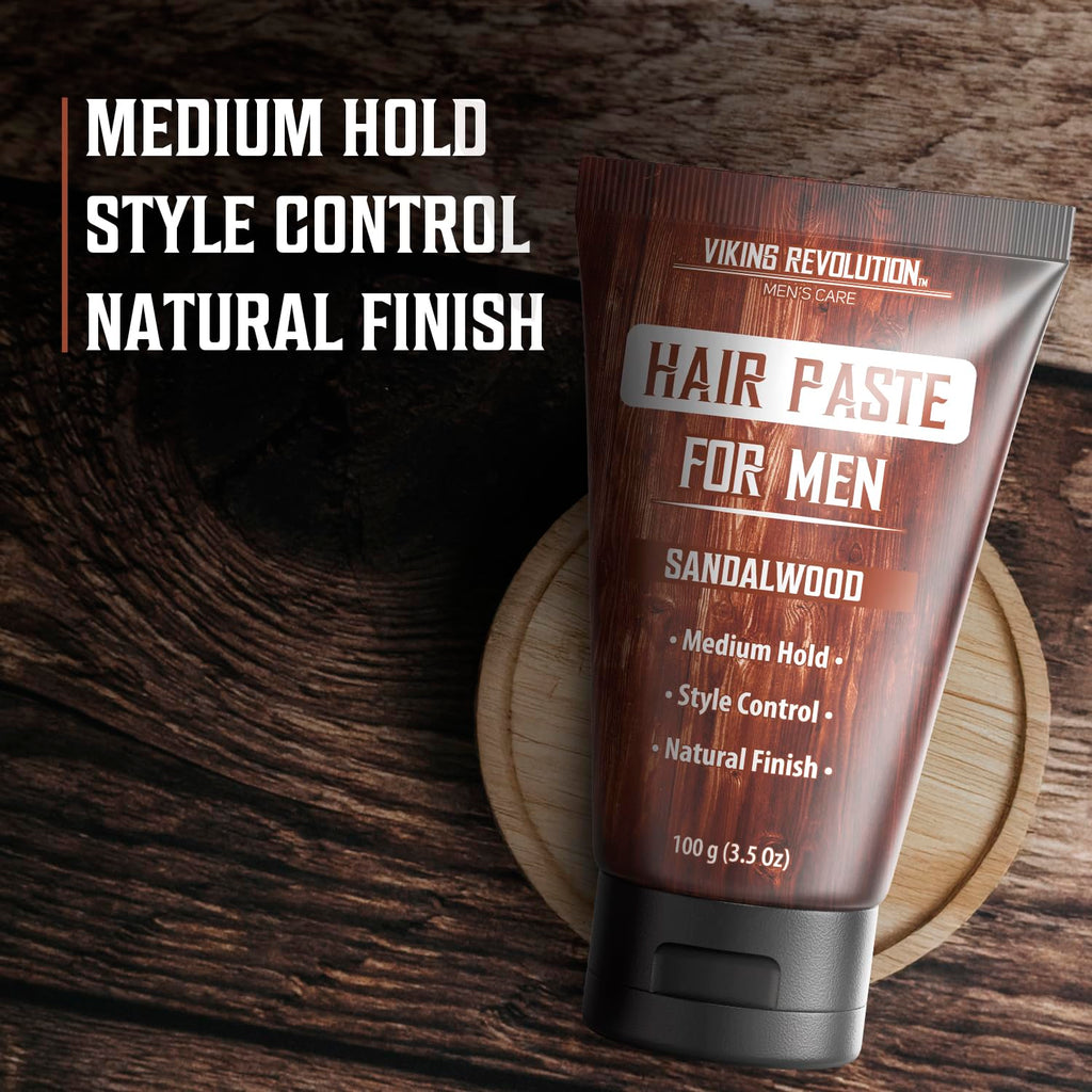 Viking Revolution Hair Paste for Men – Sandalwood, Medium Hold, Matte Finish