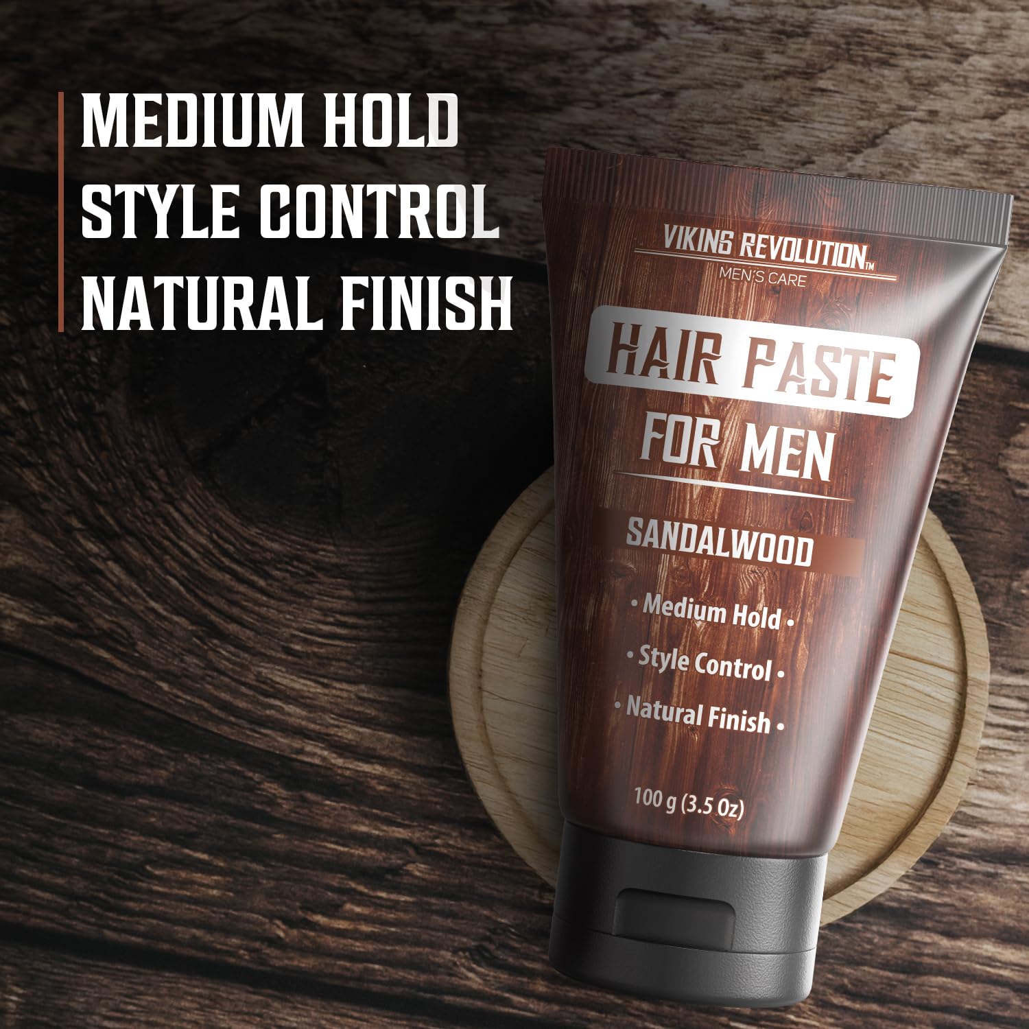 Viking Revolution Hair Paste for Men – Sandalwood, Medium Hold, Matte Finish