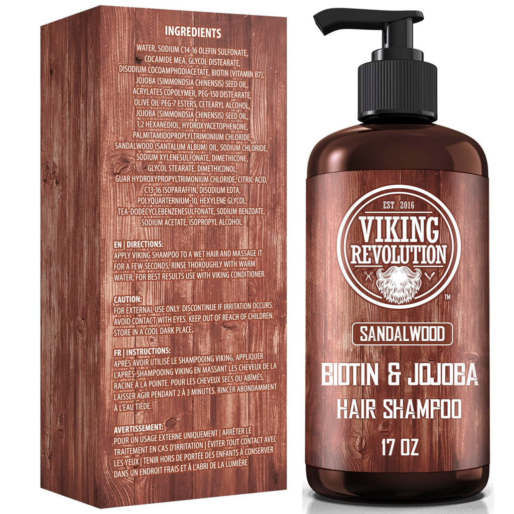 Viking Revolution Sandalwood Shampoo with Biotin & Jojoba Oil – 17 Oz