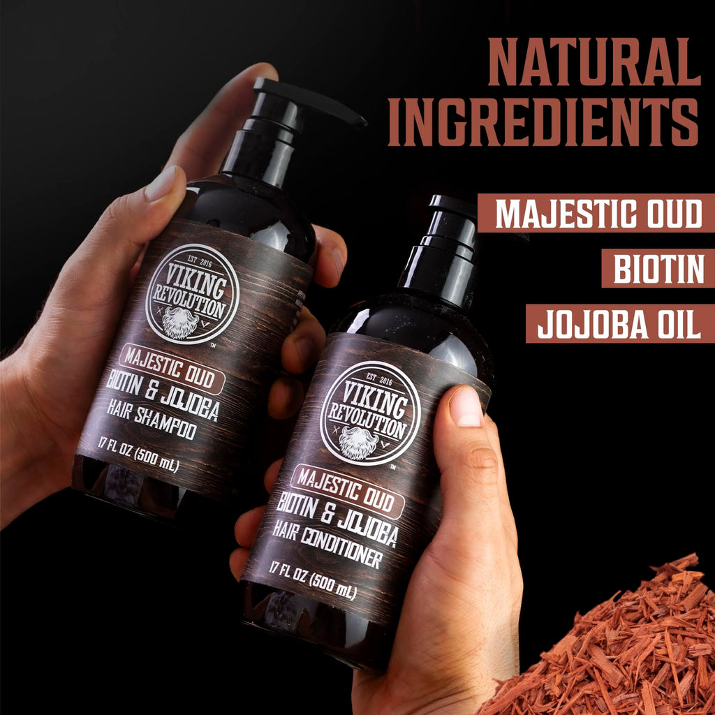 Viking Revolution Majestic Oud Men’s Shampoo & Conditioner Set with Biotin & Jojoba Oil – 17oz