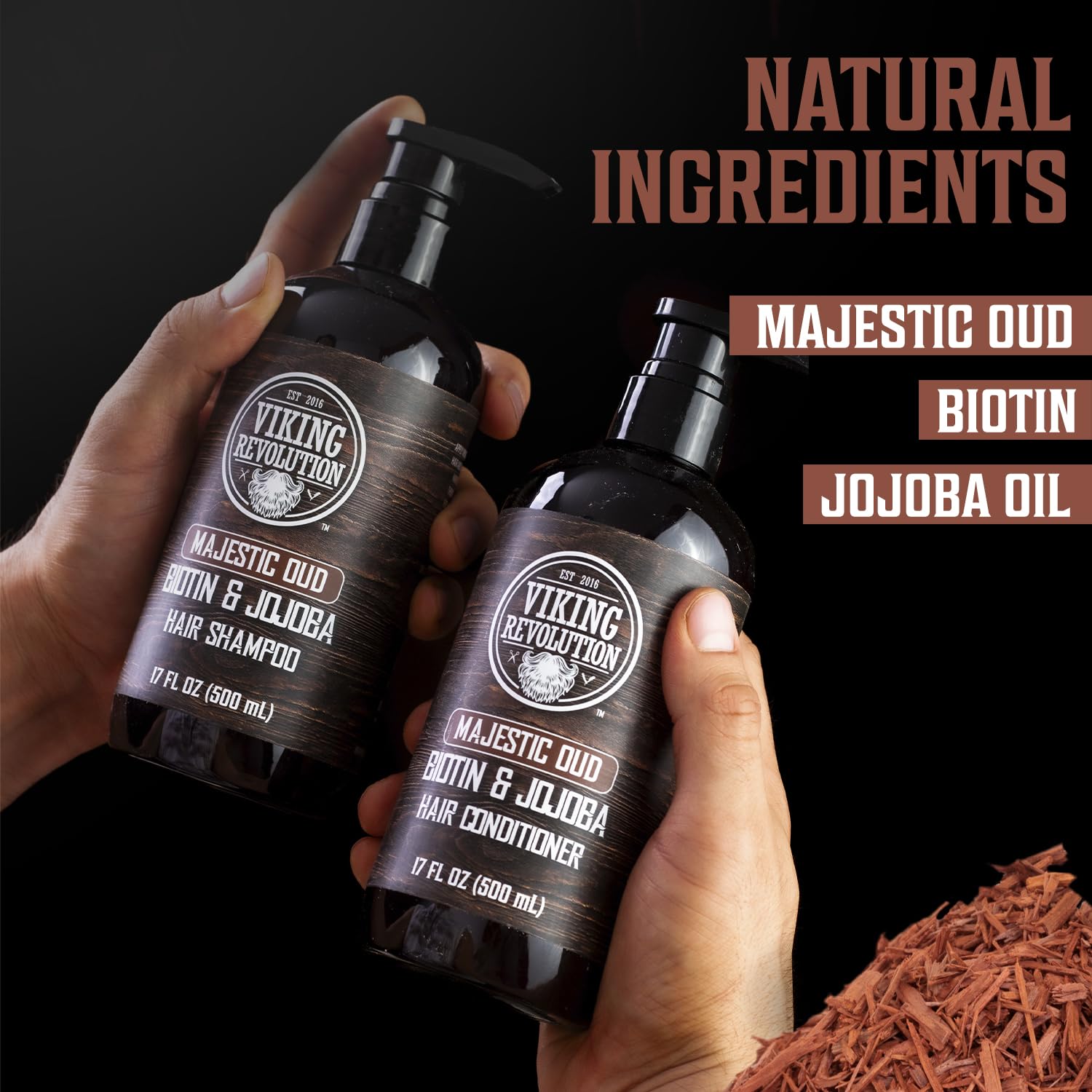 Viking Revolution Majestic Oud Men’s Shampoo & Conditioner Set with Biotin & Jojoba Oil – 17oz