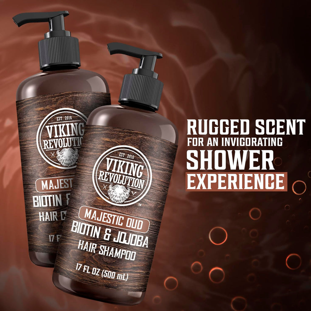Viking Revolution Majestic Oud Men’s Shampoo & Conditioner Set with Biotin & Jojoba Oil – 17oz