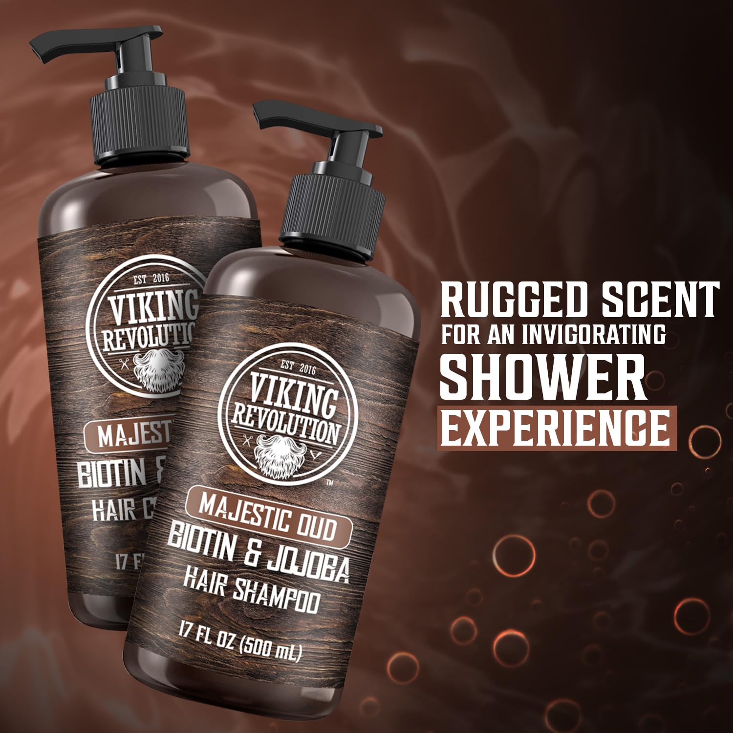 Viking Revolution Majestic Oud Men’s Shampoo & Conditioner Set with Biotin & Jojoba Oil – 17oz