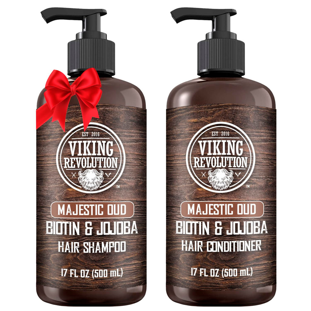 Viking Revolution Majestic Oud Men’s Shampoo & Conditioner Set with Biotin & Jojoba Oil – 17oz