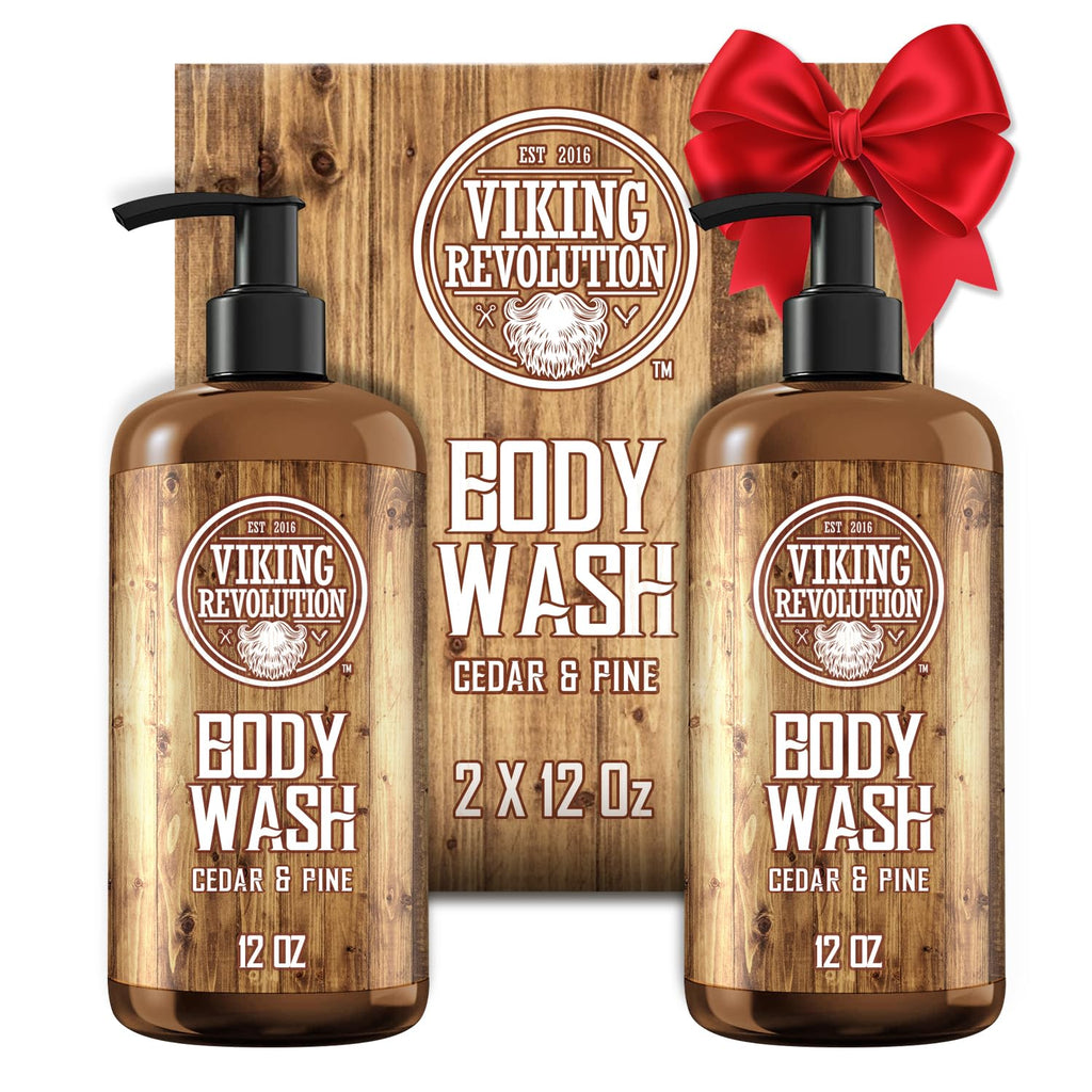Viking Revolution Men's Cedar & Pine Body Wash – Vitamin E & Oregano Oil, 2-Pack