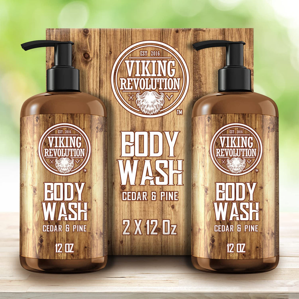 Viking Revolution Men's Cedar & Pine Body Wash – Vitamin E & Oregano Oil, 2-Pack
