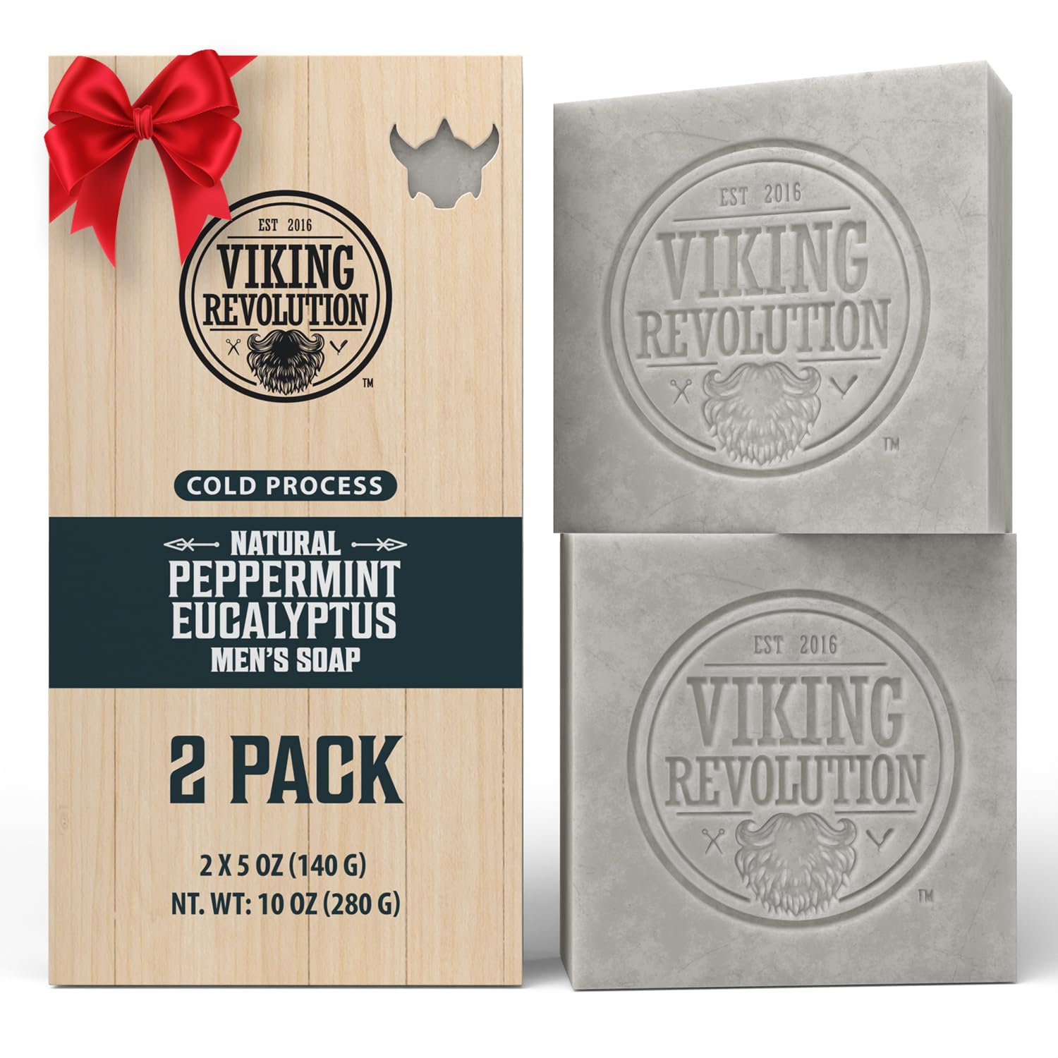 Viking Revolution Peppermint & Eucalyptus Soap for Men – Natural 2-Pack Bar with Coconut, Shea & Almond Oils