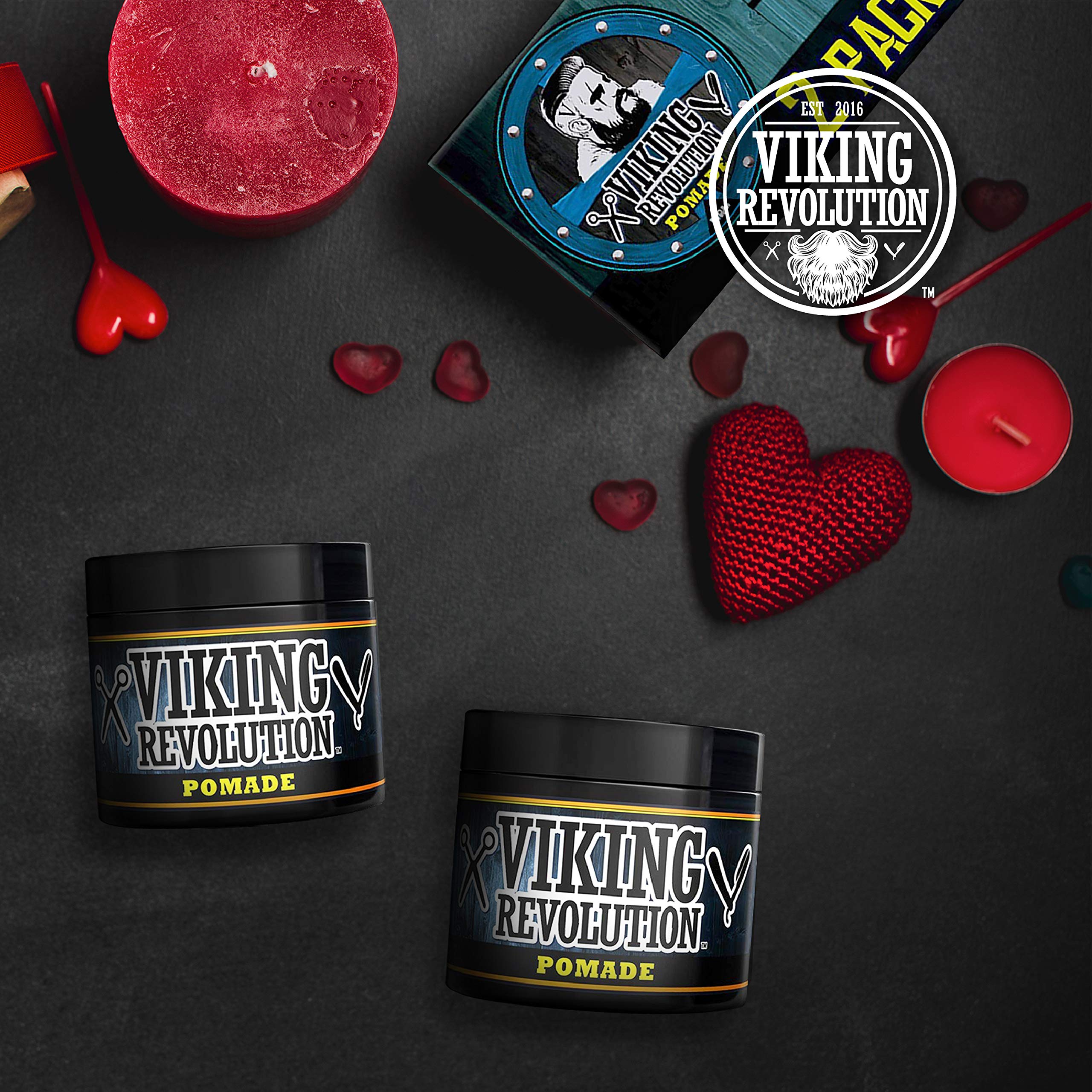Viking Revolution Pomade for Men – Firm Hold & High Shine, Water-Based, Easy Wash Out | 2-Pack