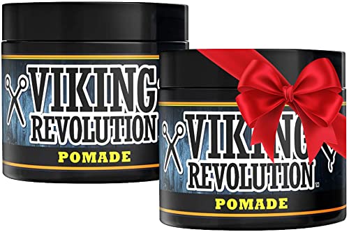 Viking Revolution Pomade for Men – Firm Hold & High Shine, Water-Based, Easy Wash Out | 2-Pack