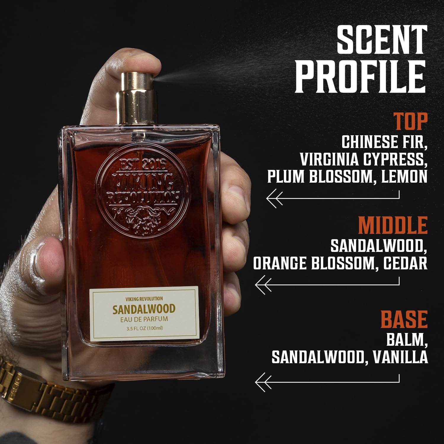 Viking Revolution Sandalwood Cologne for Men - Eau de Parfum with Cedar, Cypress & Vanilla | 3.5 Fl Oz