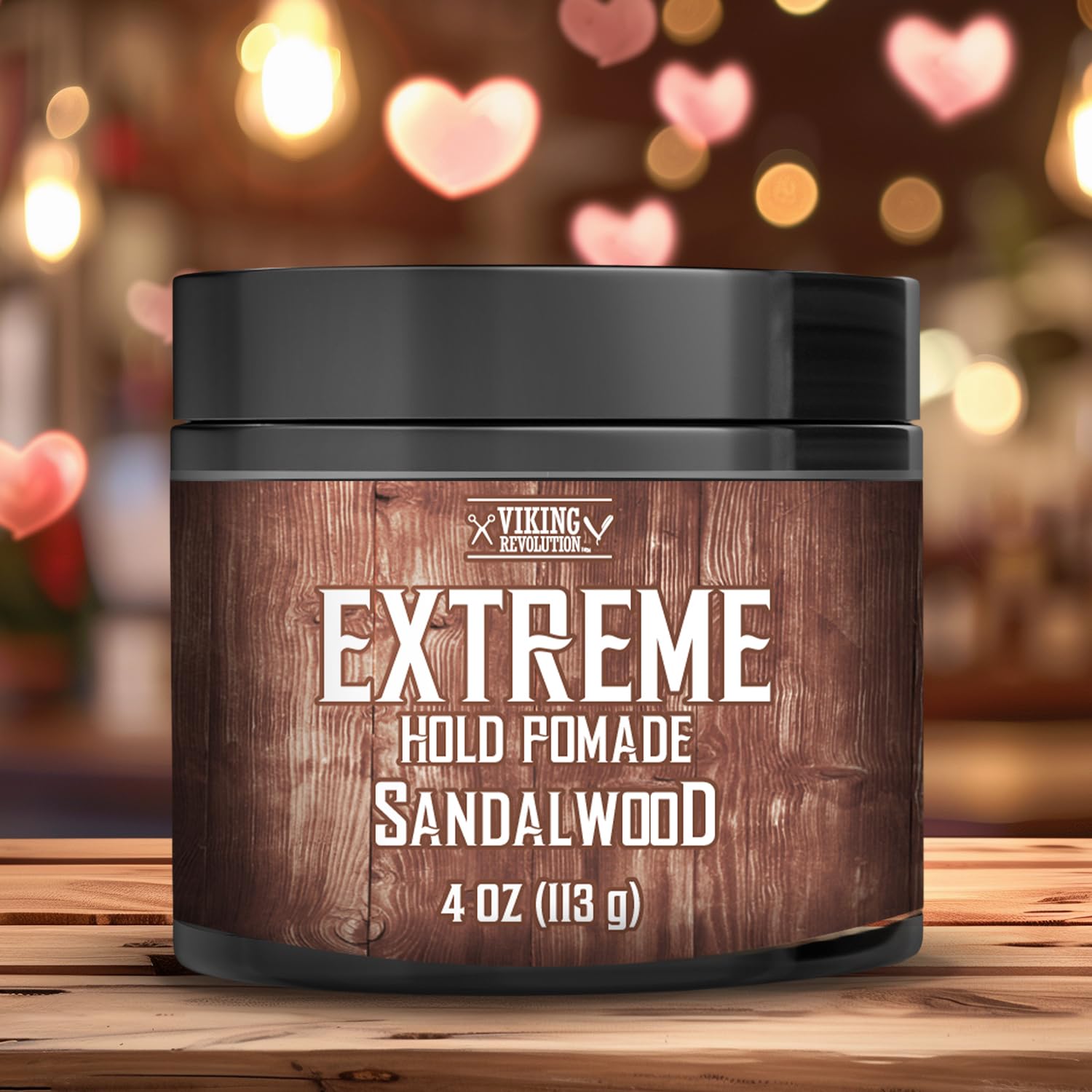 Viking Revolution Sandalwood Hair Pomade – Extreme Hold, Water-Based, High Shine (4oz)