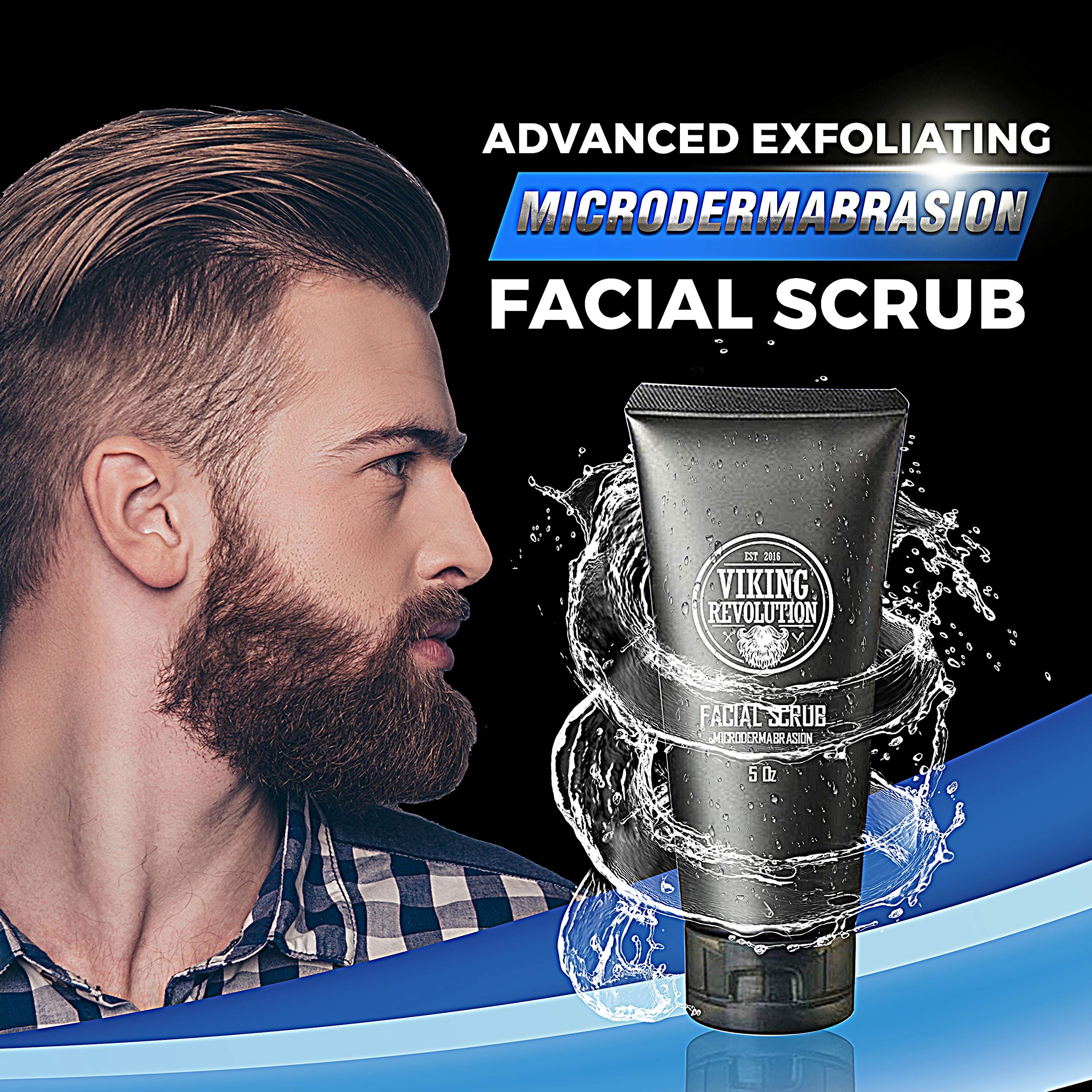 Viking Revolution Microdermabrasion Face Scrub for Men – Exfoliating Cleanser & Pre-Shave
