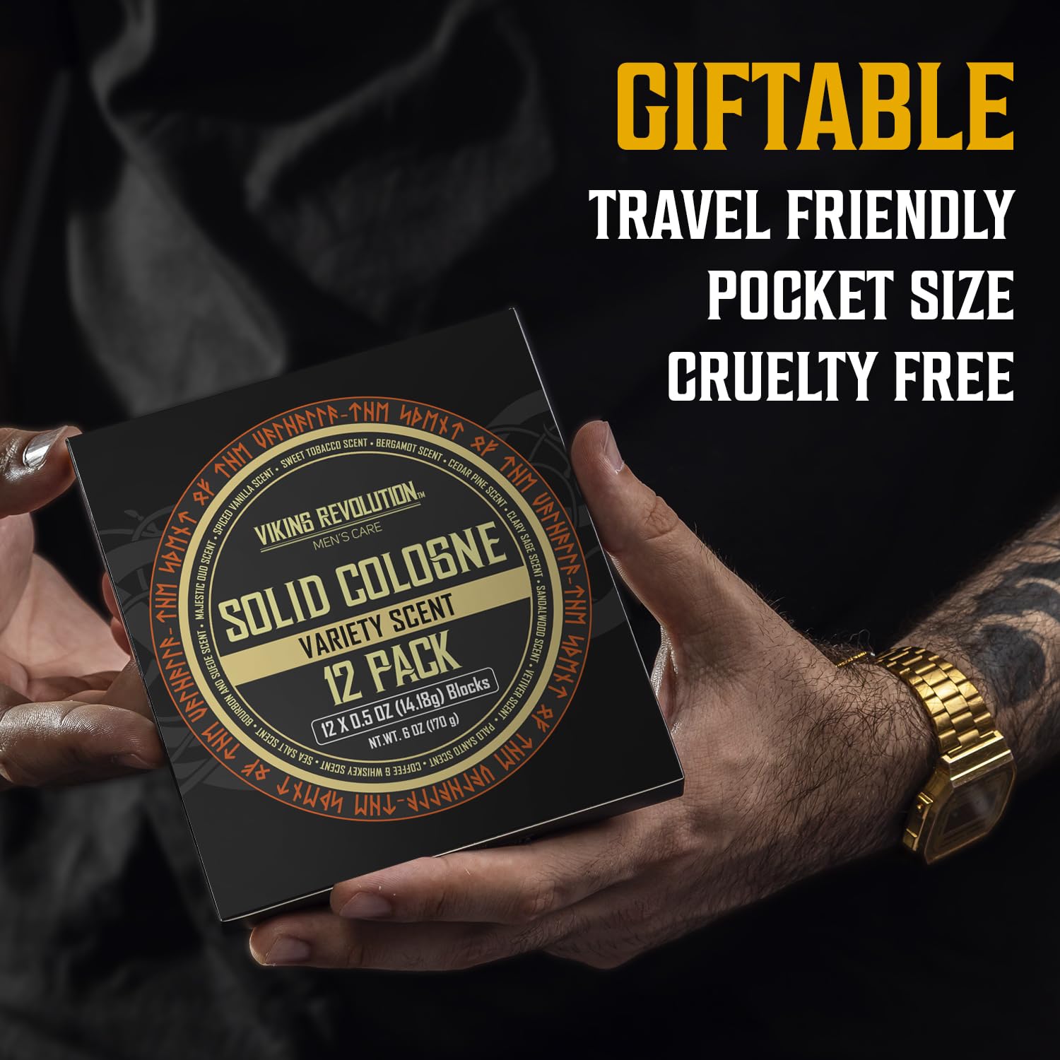 Viking Revolution Solid Cologne 12-Pack for Men – Travel Size Gift Set